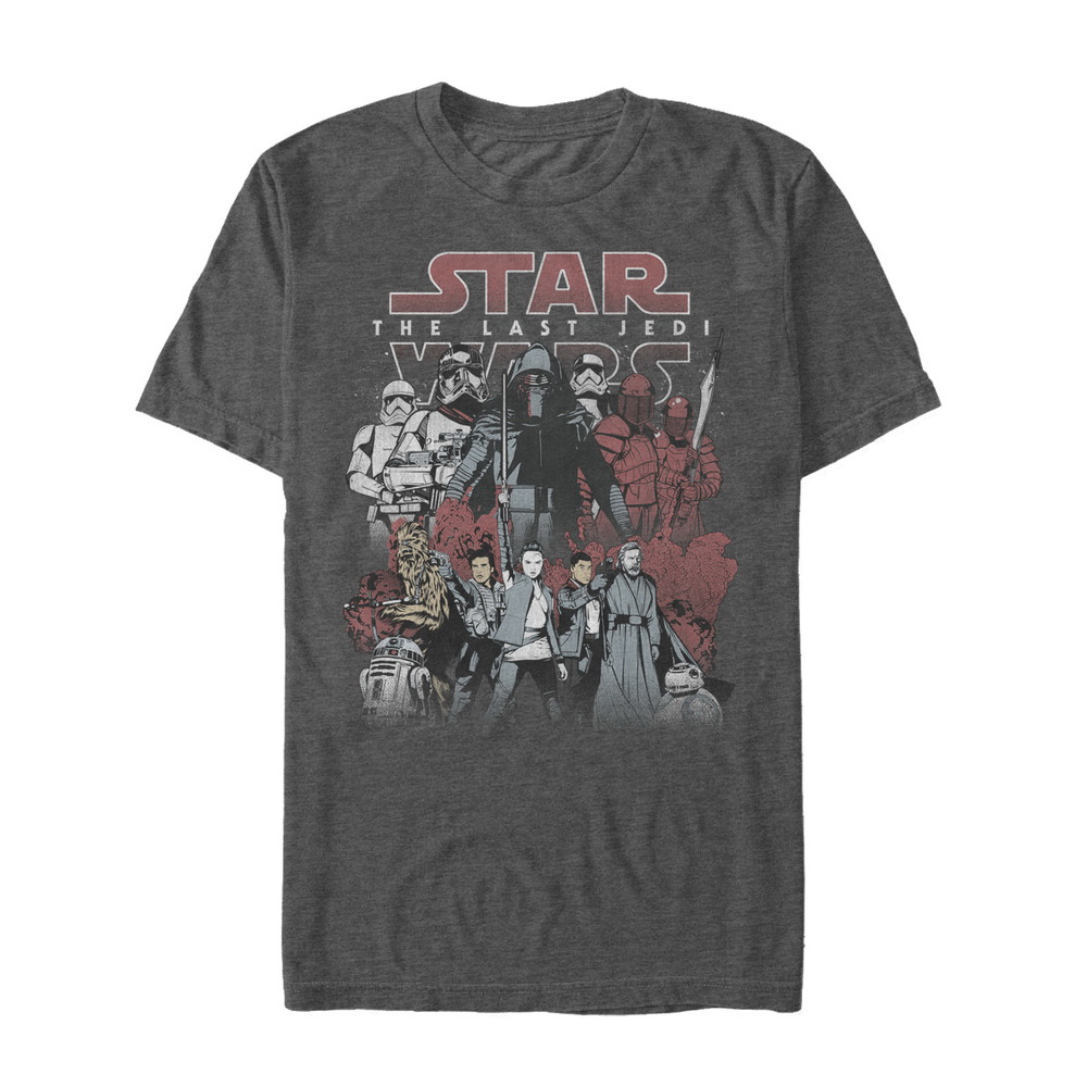 Men's Star Wars The Last Jedi Group Shot Graphic Tee Charcoal Heather 4X Large